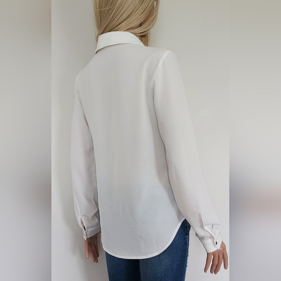 WHITE SHIRT LA MAHINA TIE LONG SLEEVE BLOUSE SHIRT XS - Picture 7 of 12